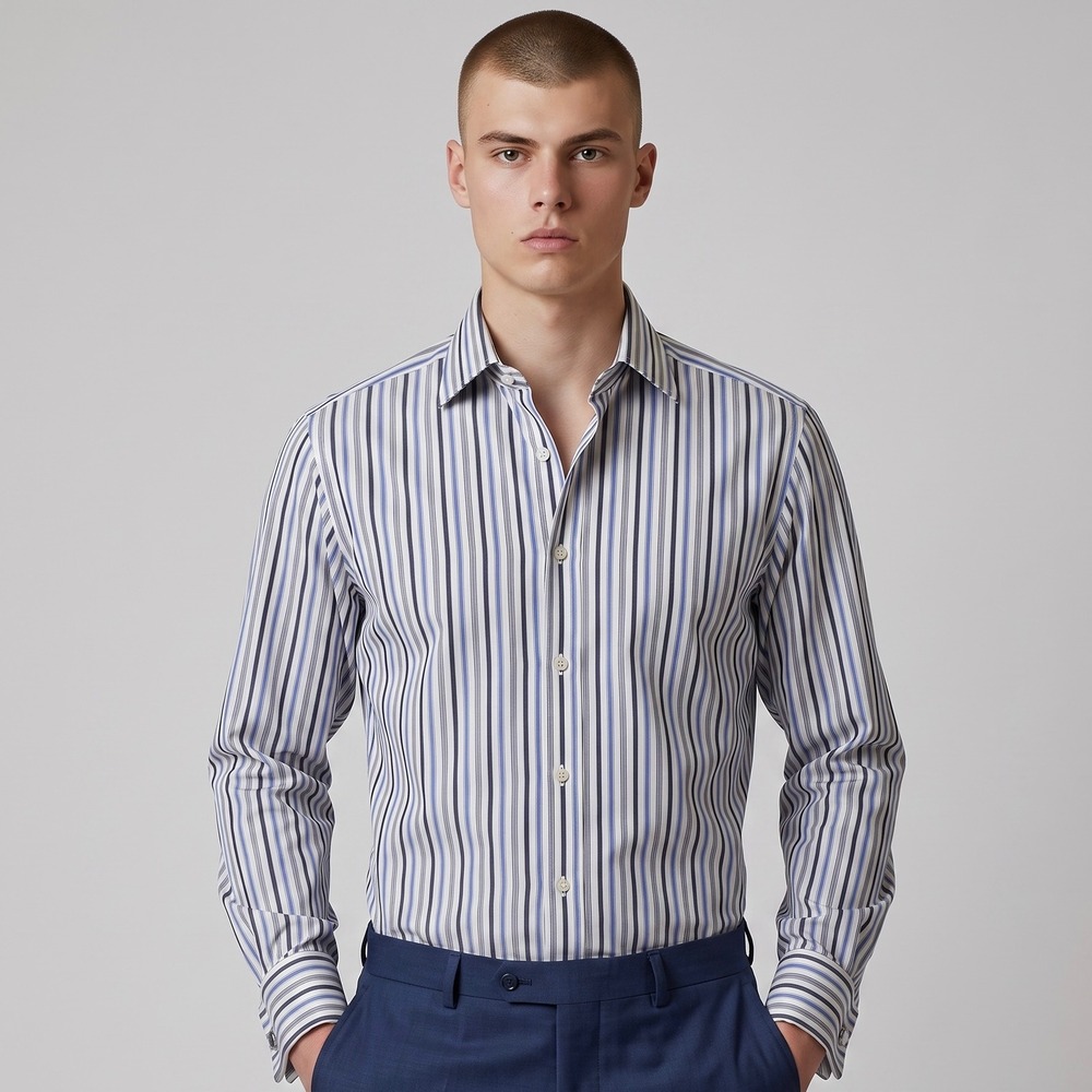 Turnbull Asser Dress Shirt Mens 17 43cm Striped Cotton French Cuff Made England‎